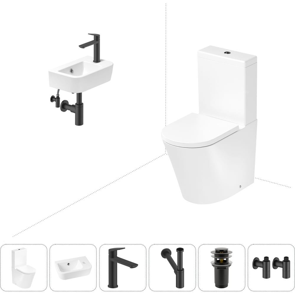 Изображение товара Безободковый напольный унитаз Lavinia Boho Biore Rimless с комплектом 6 в 1