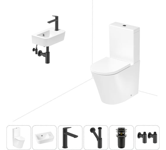 Изображение товара Безободковый напольный унитаз Lavinia Boho Biore Rimless в комплекте 6 в 1 202008581