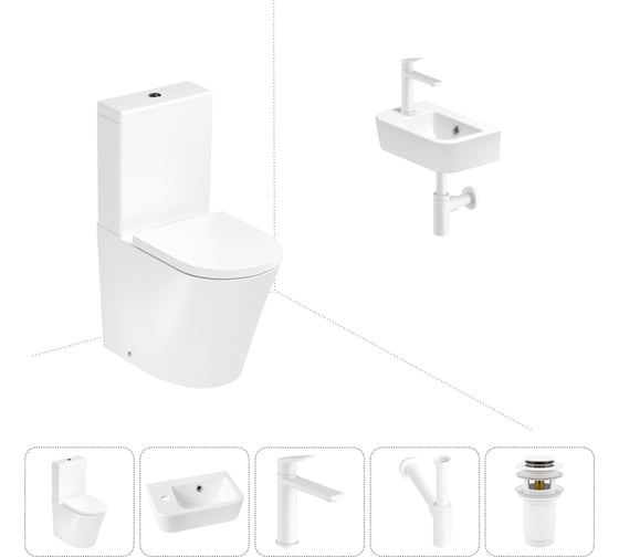 Изображение товара Безободковый напольный унитаз Lavinia Boho Biore Rimless в комплекте 5 в 1 202008539