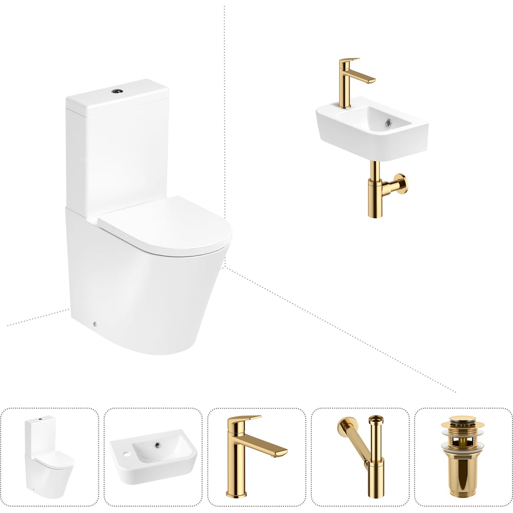 Изображение товара Безободковый напольный унитаз Lavinia Boho Rimless с раковиной и смесителем 5 в 1