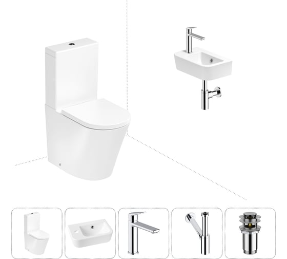 Изображение товара Безободковый напольный унитаз Lavinia Boho Biore Rimless в комплекте 5 в 1 202008535