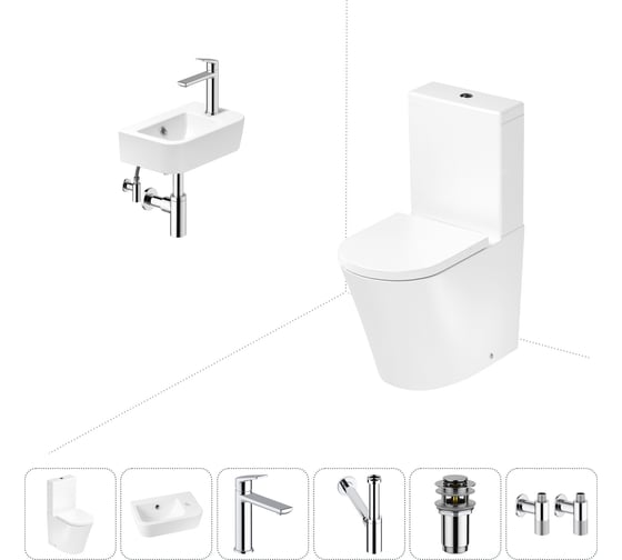 Изображение товара Безободковый напольный унитаз Lavinia Boho Biore Rimless в комплекте 6 в 1 202008580