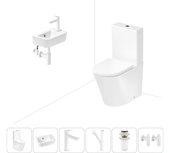 Изображение товара Безободковый напольный унитаз Lavinia Boho Biore Rimless в комплекте 6 в 1 202008584