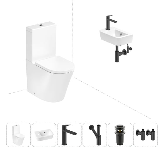 Изображение товара Безободковый напольный унитаз Lavinia Boho Biore Rimless в комплекте 6 в 1 202008626