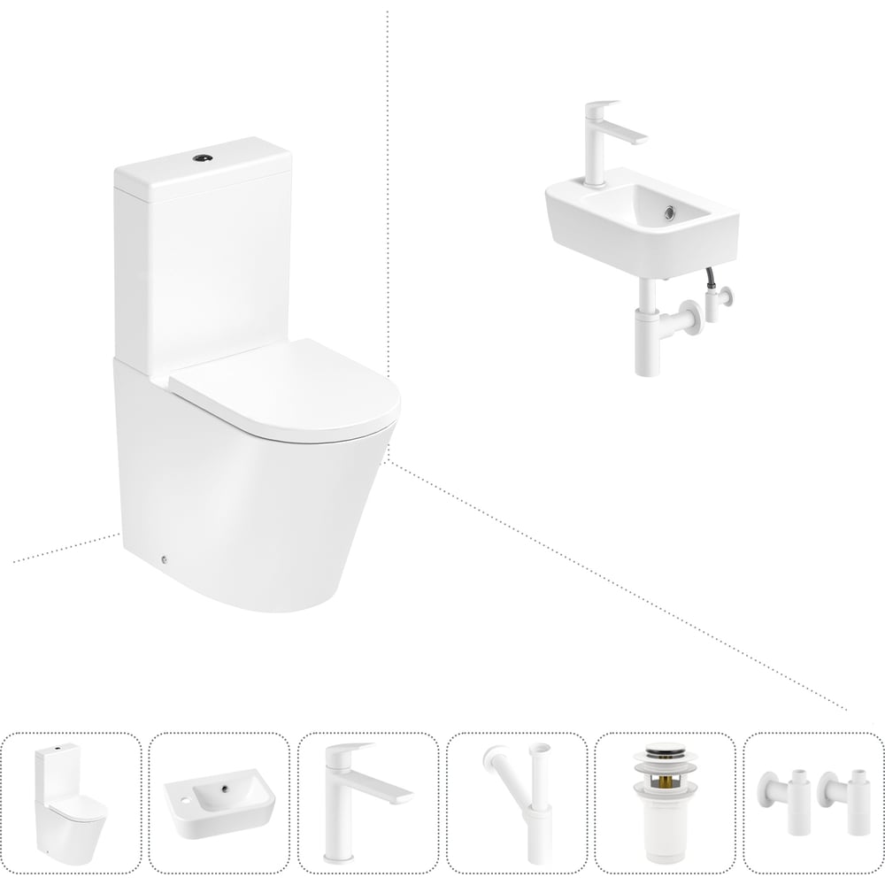 Изображение товара Безободковый напольный унитаз Lavinia Boho Biore Rimless 6в1