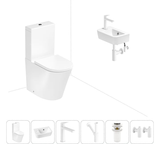 Изображение товара Безободковый напольный унитаз Lavinia Boho Biore Rimless в комплекте 6 в 1 202008629