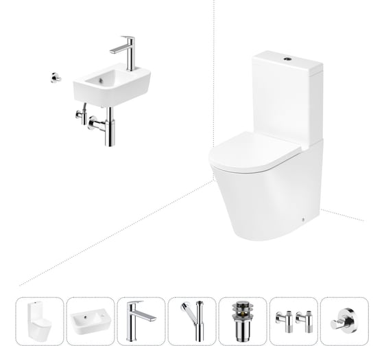 Изображение товара Безободковый напольный унитаз Lavinia Boho Biore Rimless в комплекте 7 в 1 202008760