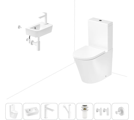 Изображение товара Безободковый напольный унитаз Lavinia Boho Biore Rimless в комплекте 7 в 1 202008764