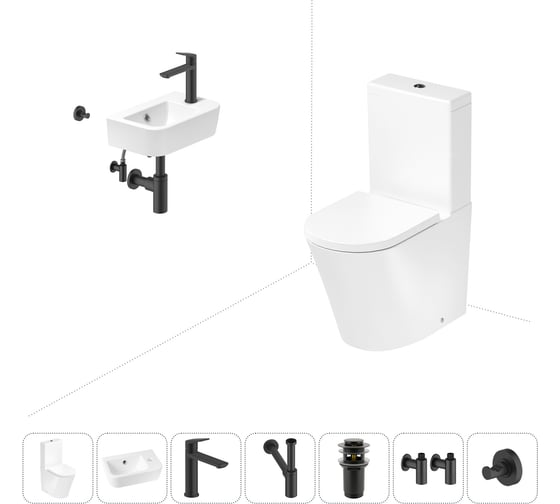 Изображение товара Безободковый напольный унитаз Lavinia Boho Biore Rimless в комплекте 7 в 1 202008761