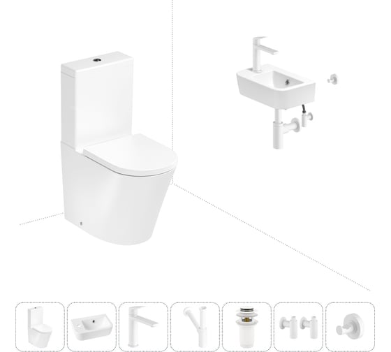 Изображение товара Безободковый напольный унитаз Lavinia Boho Biore Rimless в комплекте 7 в 1 202008809