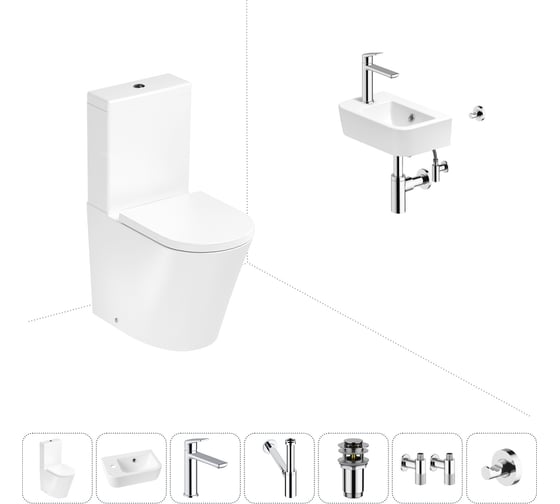 Изображение товара Безободковый напольный унитаз Lavinia Boho Biore Rimless в комплекте 7 в 1 202008805