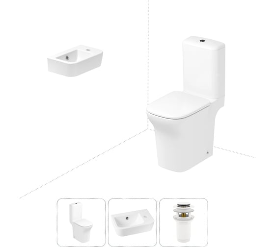 Изображение товара Безободковый напольный унитаз Lavinia Boho Bristol Rimless в комплекте 3 в 1 202008319