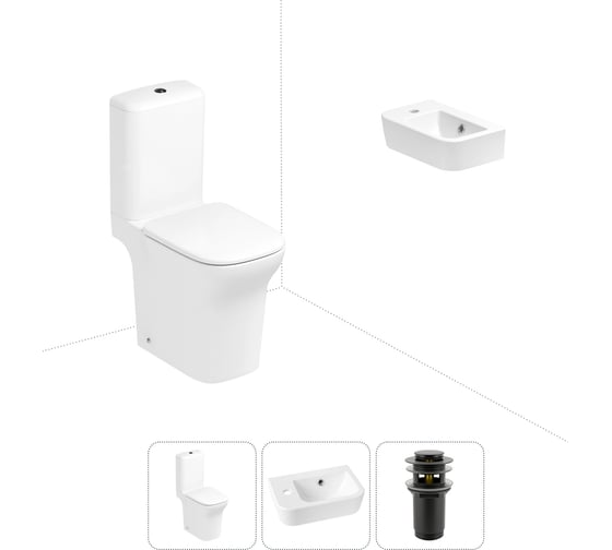 Изображение товара Безободковый напольный унитаз Lavinia Boho Bristol Rimless в комплекте 3 в 1 202008361