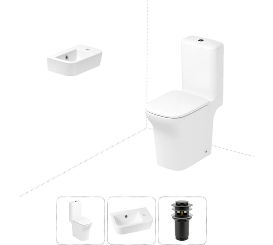 Изображение товара Безободковый напольный унитаз Lavinia Boho Bristol Rimless в комплекте 3 в 1 202008316