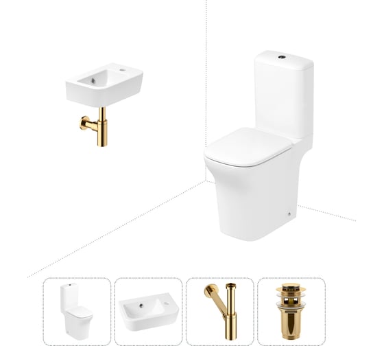 Изображение товара Безободковый напольный унитаз Lavinia Boho Bristol Rimless в комплекте 4 в 1 202008407