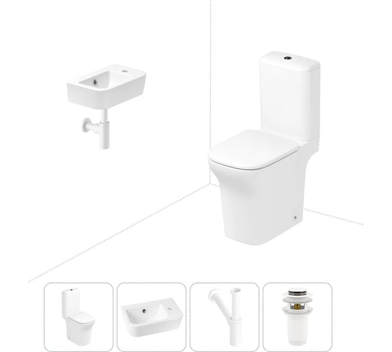 Изображение товара Безободковый напольный унитаз Lavinia Boho Bristol Rimless в комплекте 4 в 1 202008409