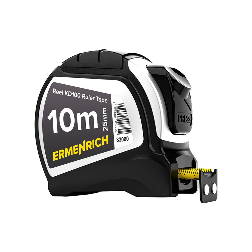 Изображение товара Рулетка Ermenrich Reel KD100 10м стальная полупрофессиональная с магнитным зацепом