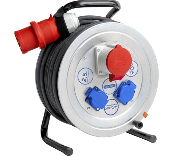 Изображение товара Удлинитель на металлической катушке ЭНАРГИТ МК1 кг 5х2,5 - 30 метров, МК1-525-30К-3801-2202-44