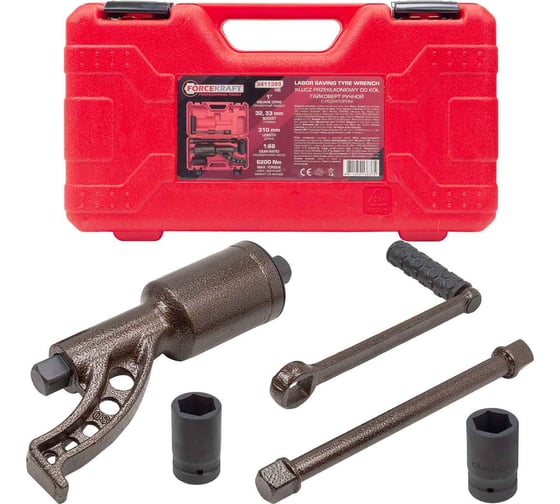 Изображение товара Гайковерт ручной с редуктором Forcekraft 1", головки 32, 33 мм, длина 310 мм, передаточное число 1:68, 6200 Н/м FK-3411389 HS(59996)