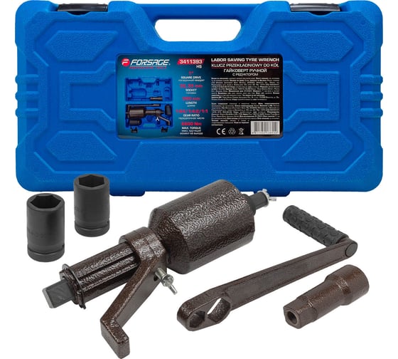 Изображение товара Гайковерт ручной с редуктором Forsage, головки 32, 33 мм, длина 330 мм, передаточное число 1:1/1:4.2/1:64, 6800 Н/м F-3411393 HS(60014)