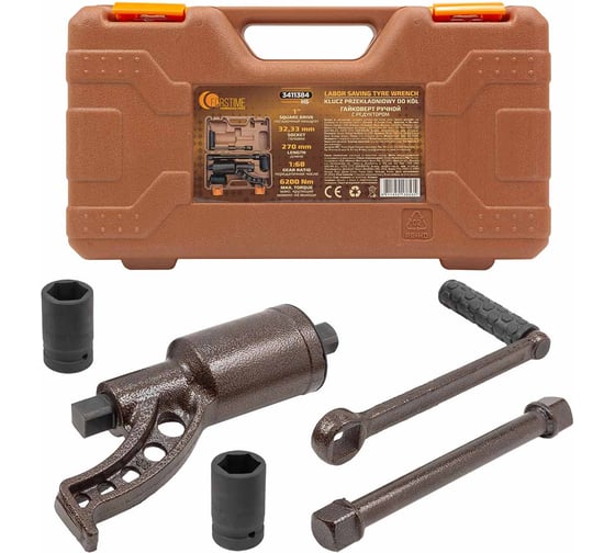 Изображение товара Гайковерт ручной с редуктором FORSTIME 1", головки 32, 33 мм, длина 270 мм, передаточное число 1:68, 6200 Н/м FT-3411384 HS(60012)