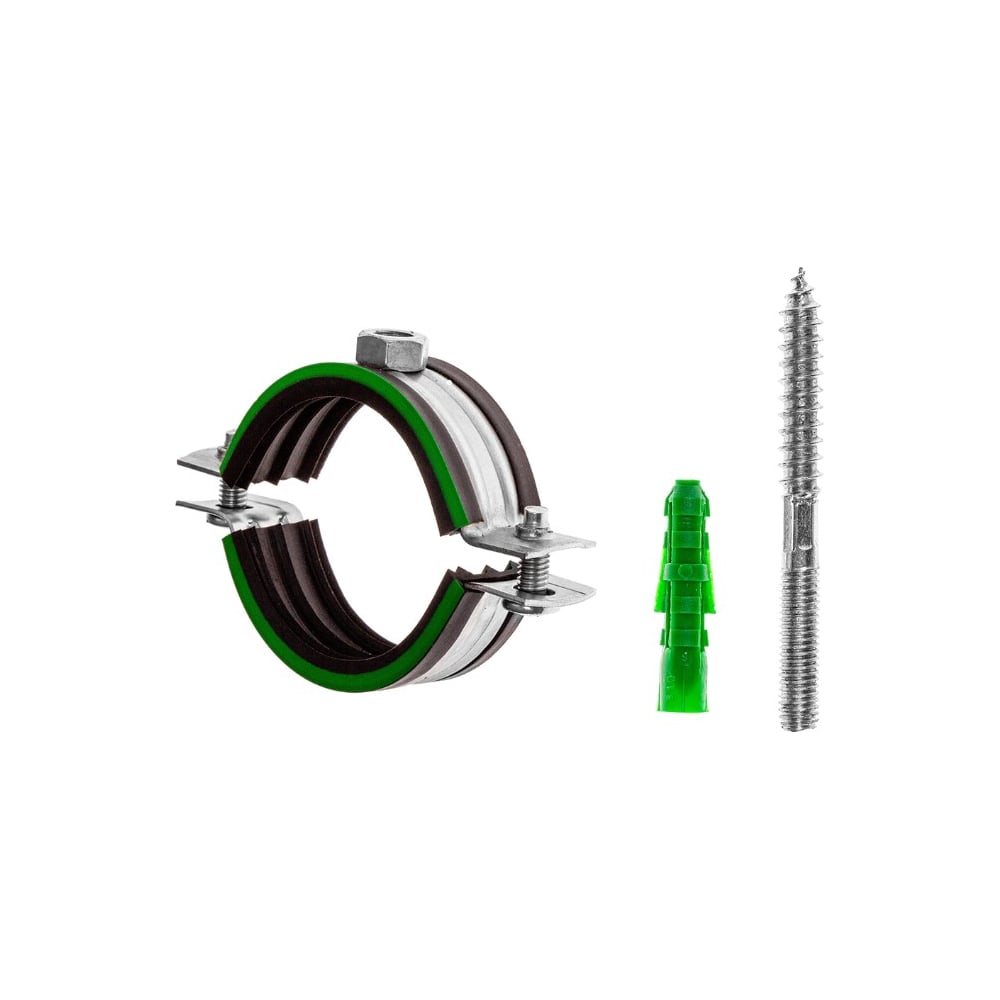 Изображение товара Комплект MAYER хомут сантехнический со шпилькой 10x100 и дюбелем, для труб Ф159 (159-166 мм), гайка М10 140159100