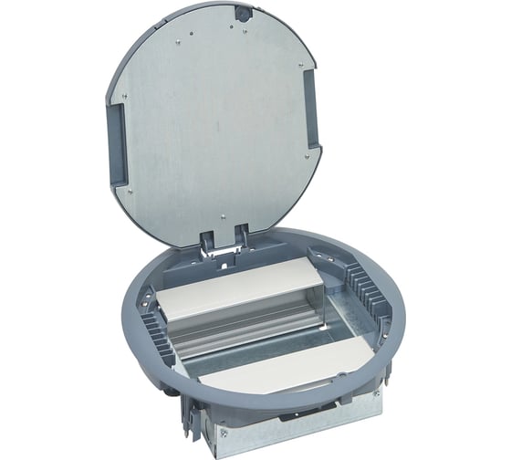 Изображение товара Напольная коробка круглая Legrand с вертикальным размещением суппортов, фиксированные, пластик, 12 мод 088127