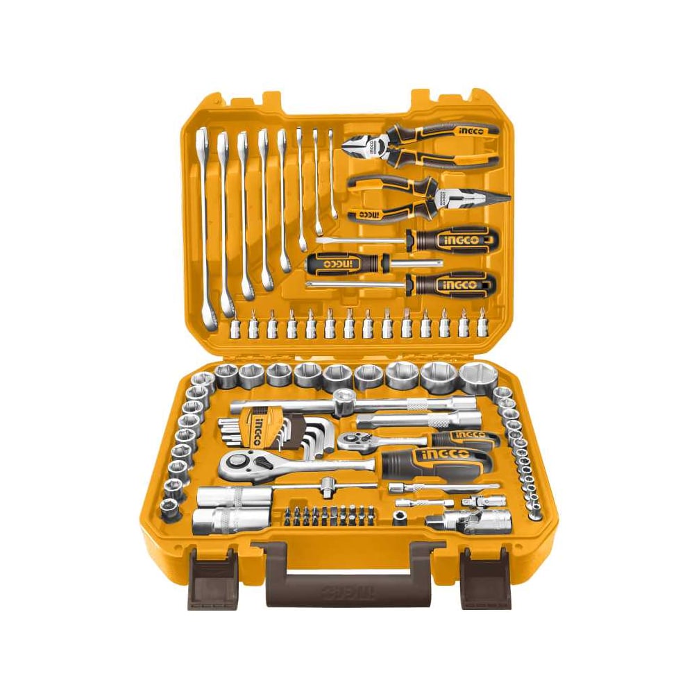 Изображение товара Полупрофессиональный набор инструментов INGCO 10-32 мм из 100 шт с кейсом и высококачественной стал