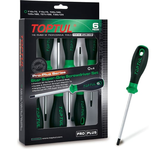 Изображение товара Набор отверток TOPTUL серии Pro-Plus TORX T10-T30, 6 предметов в картоне GFE-0604