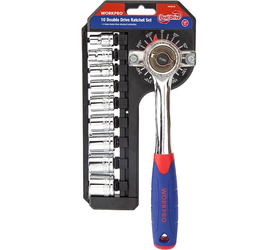 Изображение товара Набор торцевых головок с трещоткой WORKPRO 2x3/8" 10 шт. WP202559