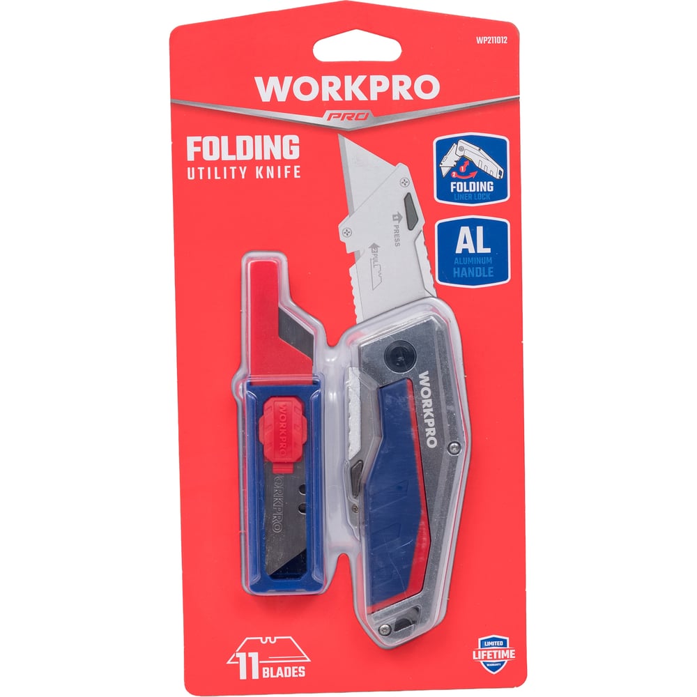 Изображение товара Универсальный складной нож WORKPRO WP211012 с сменными лезвиями