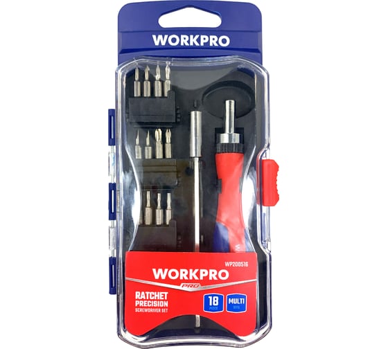 Изображение товара Отвертка трещоточная WORKPRO набор 18 предметов WP200516