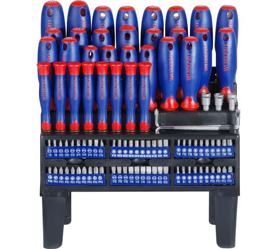 Изображение товара Набор отверток и бит WORKPRO 100 шт. с подставкой PRO WP200507