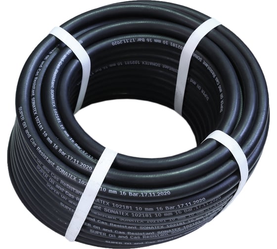 Изображение товара Шланг гладкий маслобензостойкий (10х18.5 мм; 1.6 МПа; 30 м) Sonatex 102181
