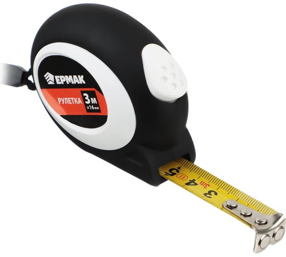 Изображение товара Рулетка ЕРМАК 3 м, 16м м, автостоп, софттач, магнит 658-096