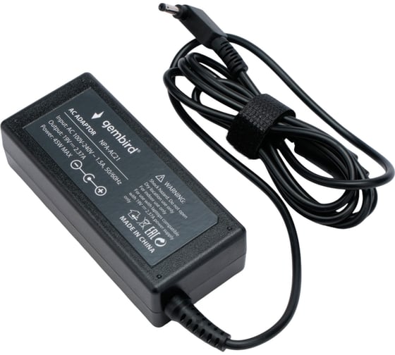 Изображение товара Блок питания для ноутбуков Gembird Asus 19В/2,37А, 45Вт, 1 штекер 4,0x1,35мм, NPA-AC21