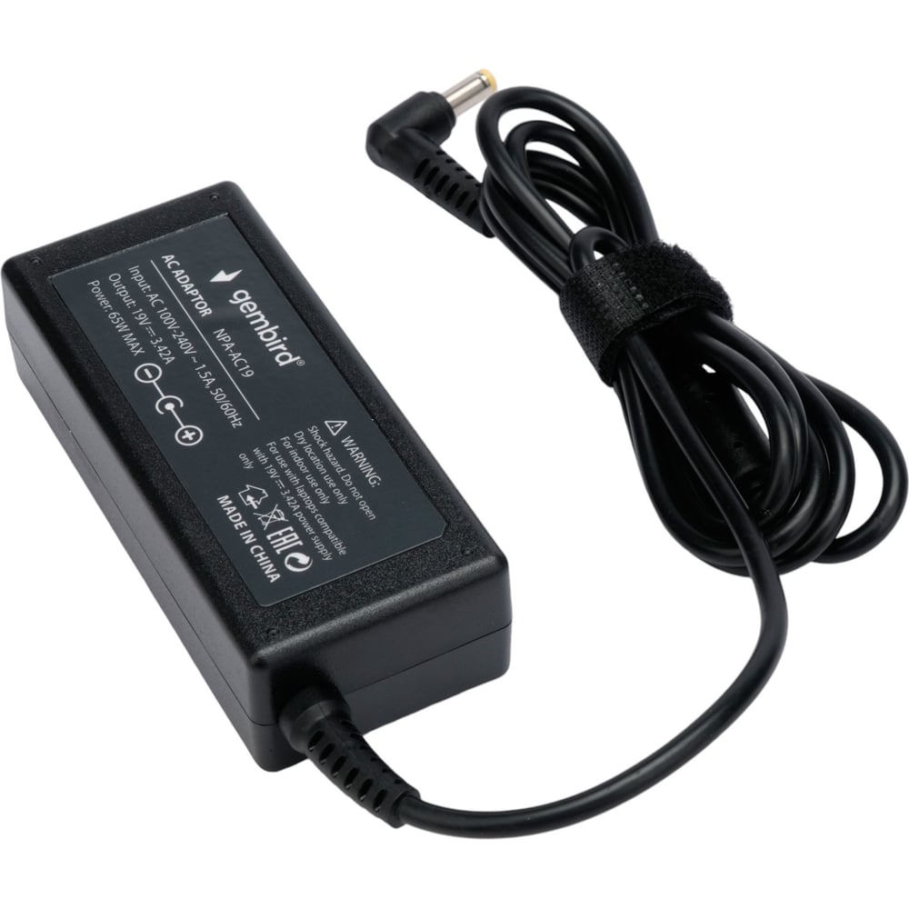 Изображение товара Блок питания Gembird для ноутбуков Asus Toshiba 19В 3.42А 65Вт штекер 5,5х2,5мм