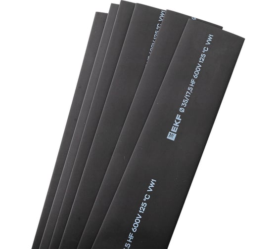 Изображение товара Термоусаживаемая трубка EKF PROxima ТУТ нг 35/17.5, черная, в отрезках по 1м 25 шт tut-35-b-1m