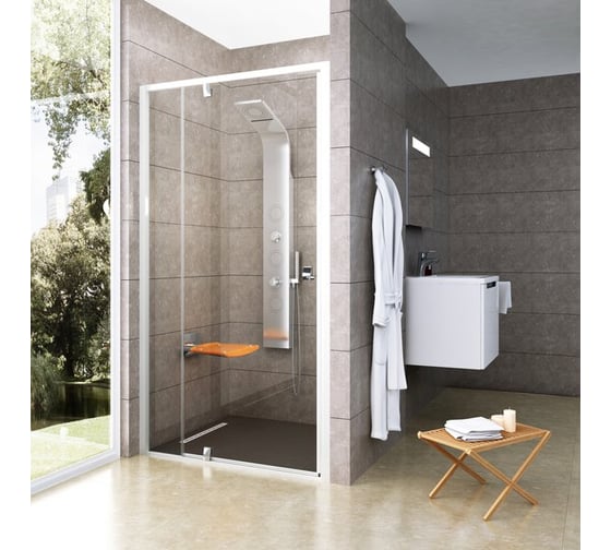 Изображение товара Душевая дверь поворотного типа Ravak PDOP2-100 белый профиль, прозрачное стекло 03GA0100Z1 00000017682