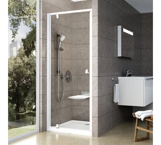 Изображение товара Душевая дверь поворотного типа Ravak Pivot PDOP1-90 см белый профиль, прозрачное стекло  03G70100Z1 00000017680