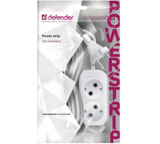 Изображение товара Удлинитель без заземления DEFENDER B220 10 А, 5 м, без заземления 99272