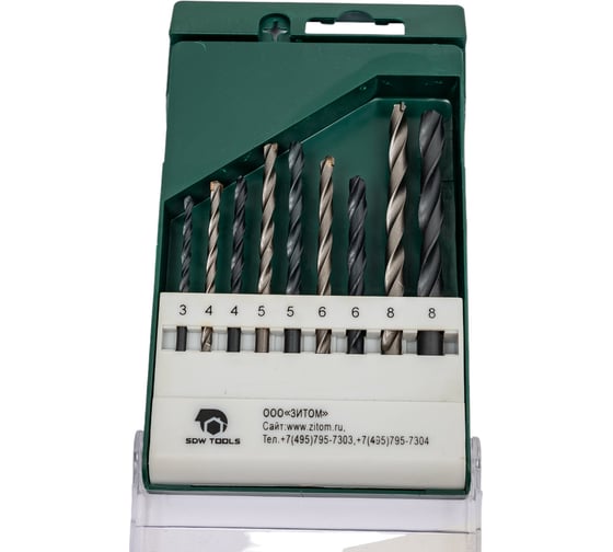 Изображение товара Набор сверл HB9-C2 (9 шт; по металлу - 3, 4, 5, 6, 8 мм; по бетону - 4, 5, 6, 8 мм) SDW TOOLS se00016