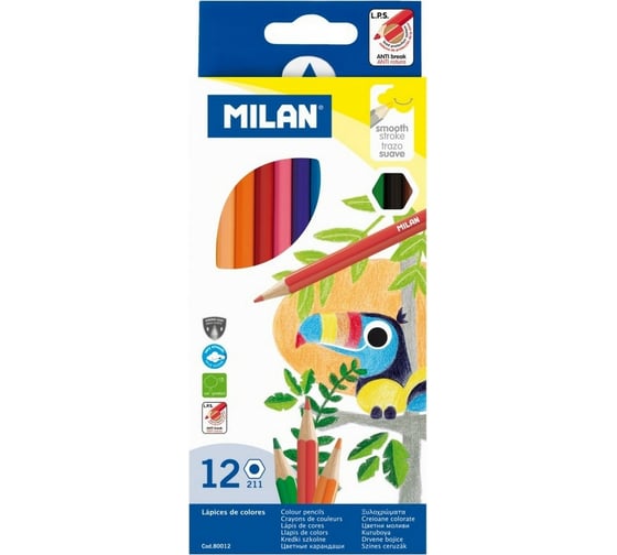Изображение товара Шестигранные цветные карандаши Milan 12 цветов, 80012 1110713