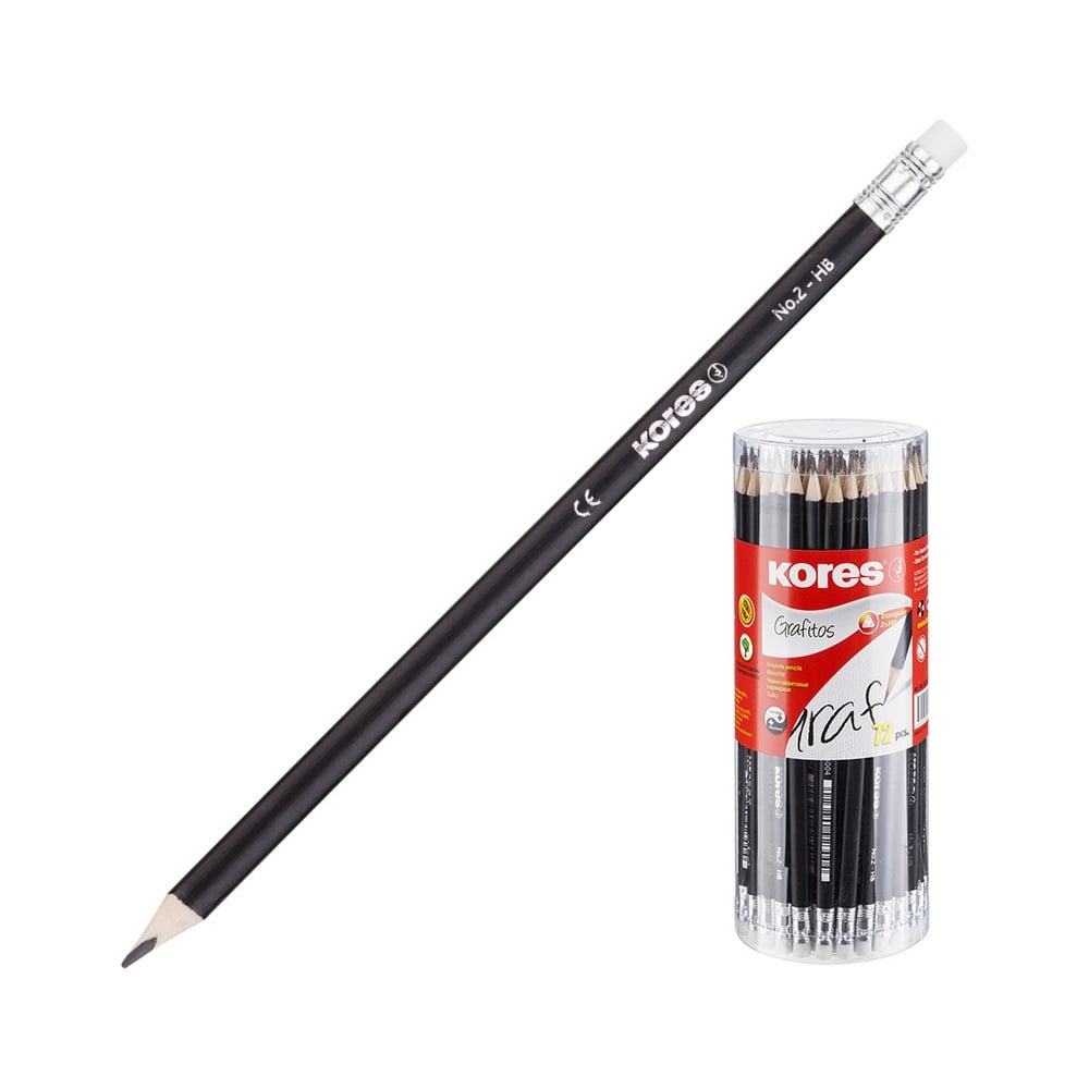 Трехгранные чернографитные карандаши Kores трехгранные чернографитные карандаши brauberg