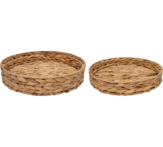 Изображение товара Набор из 2-х круглых подносов Natural House "Золотистый колос", песочный SET(Shan01-02)