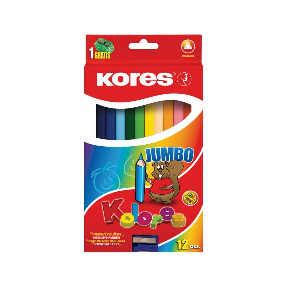 Трехгранные цветные карандаши Kores цветные карандаши трехгранные двусторонние erich krause basic bicolor 12 цветов