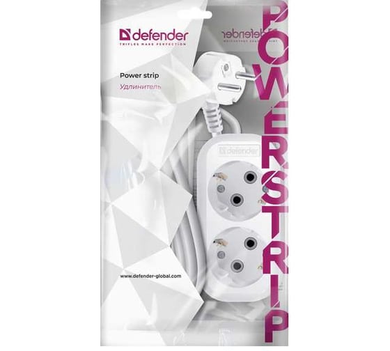 Изображение товара Удлинитель с заземлением DEFENDER R320 16 А, 5 м, заземление 99367