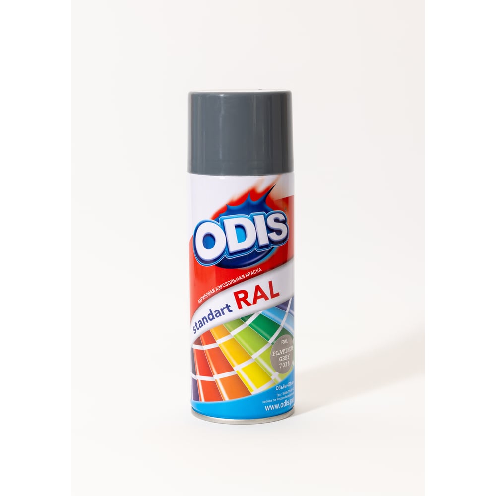 Изображение товара Краска-спрей ODIS standart RAL платиново-серый 7036ral акриловая для наружных и внутренних работ