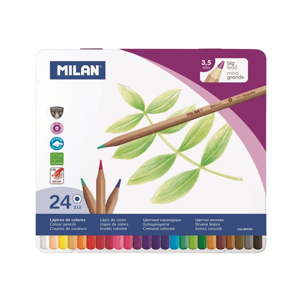 Шестигранные цветные карандаши Milan пластиковые ные карандаши шестигранные artberry 18 ов