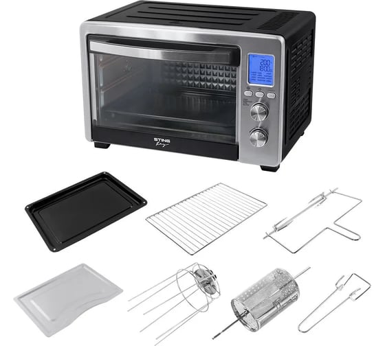 Изображение товара Духовой шкаф (мини-печь) STINGRAY ST-EO120A черный/сталь, 36 л, шашлычница, вертел, аэрогриль, конвекция 42952